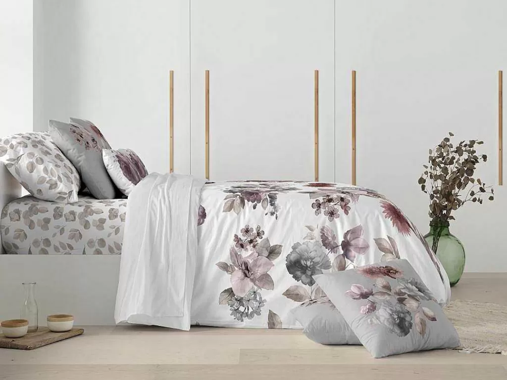 Roupa De Cama*Purline Housse De Couette 100% Coton 1 Piece Blanc A Motifs Fleuris 140X240