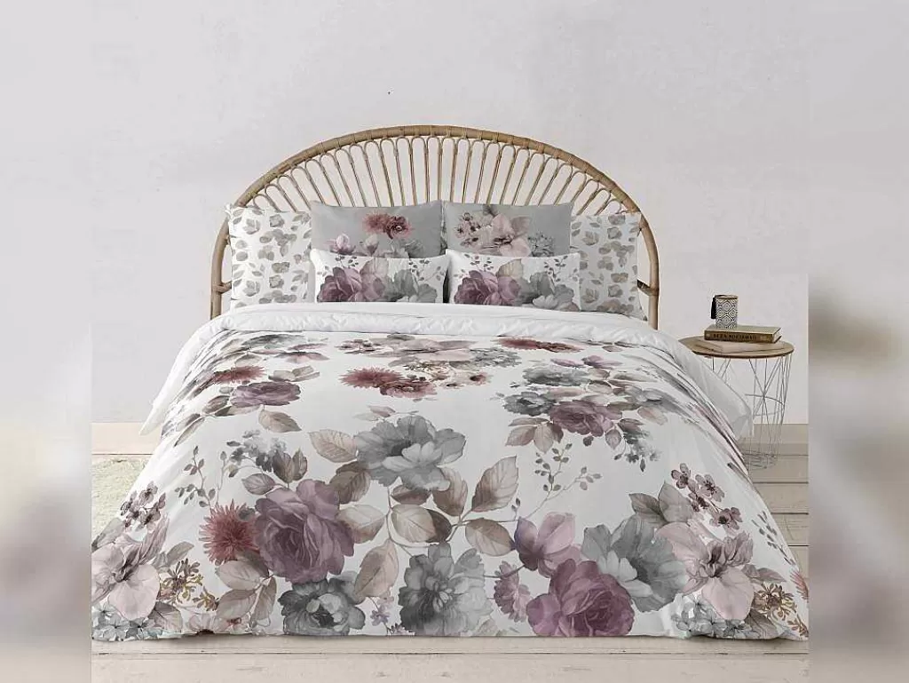 Roupa De Cama*Purline Housse De Couette 100% Coton 1 Piece Blanc A Motifs Fleuris 140X240