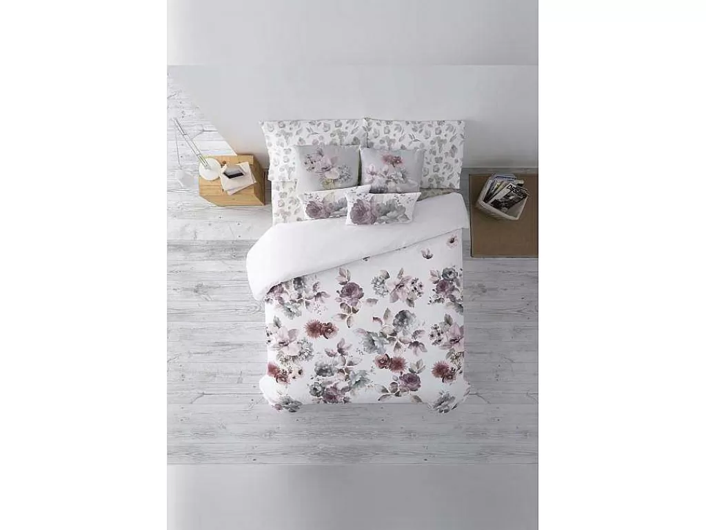 Roupa De Cama*Purline Housse De Couette 100% Coton 1 Piece Blanc A Motifs Fleuris 140X240