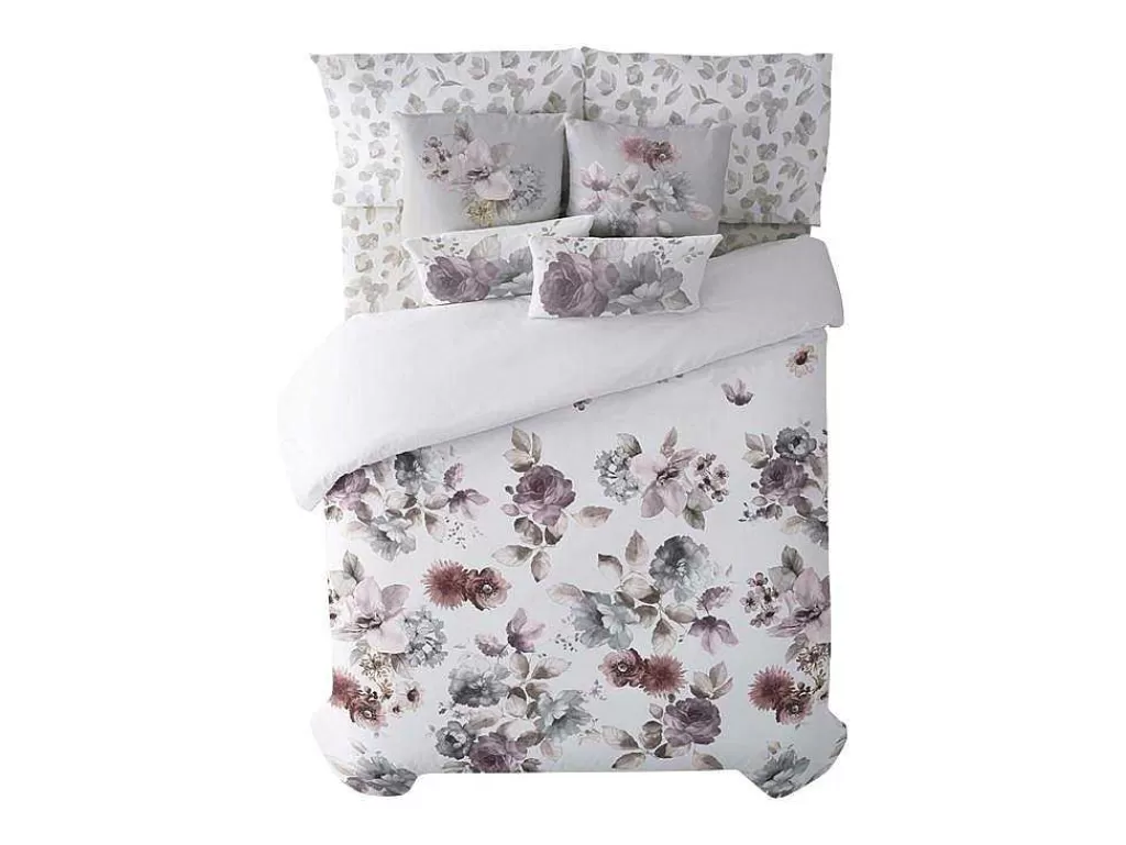 Roupa De Cama*Purline Housse De Couette 100% Coton 1 Piece Blanc A Motifs Fleuris 180X240
