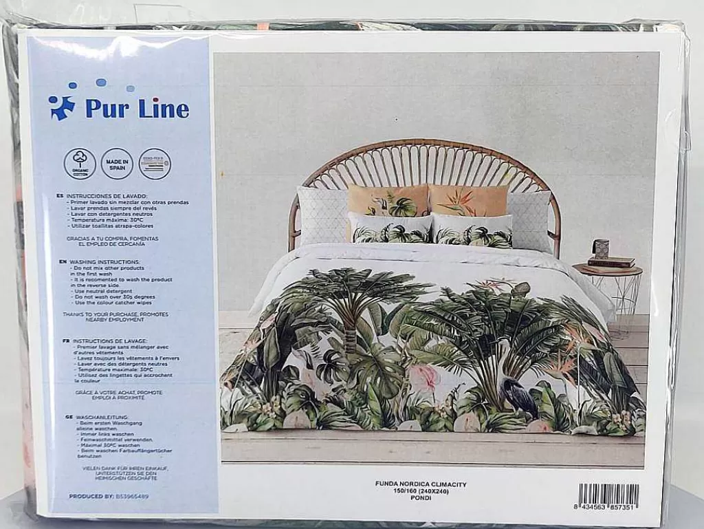 Roupa De Cama*Purline Housse De Couette 100% Coton 1 Piece Blanc A Motifs Jungle 155X240