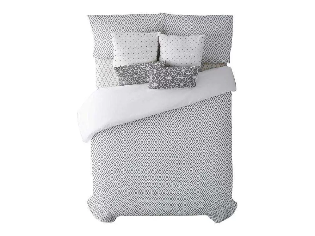 Roupa De Cama*Purline Housse De Couette 100% Coton 1 Piece Gris A Motifs Blancs 155X240