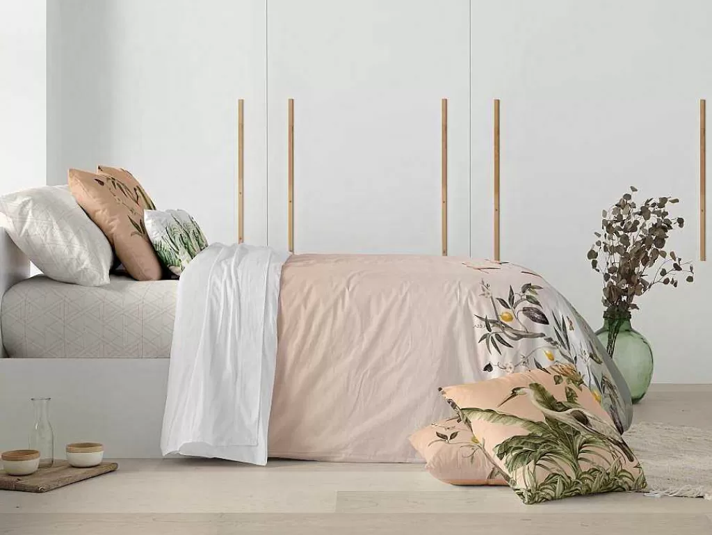 Roupa De Cama*Purline Housse De Couette 100% Coton 1 Piece Rose Paysage 200X240