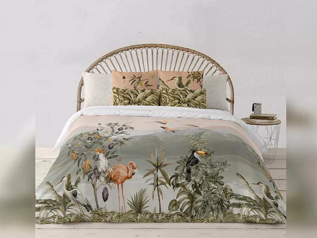 Roupa De Cama*Purline Housse De Couette 100% Coton 1 Piece Rose Paysage 200X240