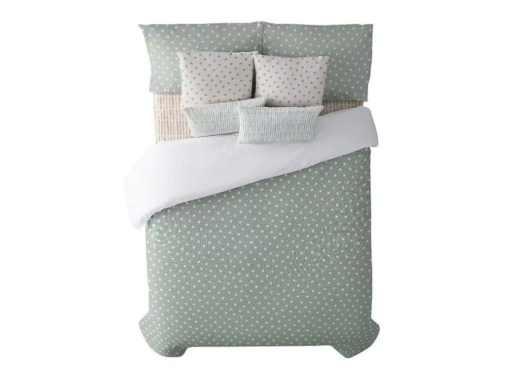Roupa De Cama*Purline Housse De Couette 100% Coton 1 Piece Vert A Pois Blancs 155X240