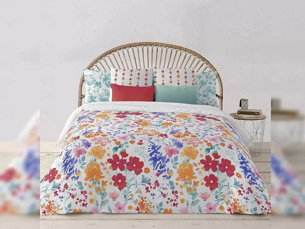 Têxtil De Casa*Purline Housse De Coussin 100% Coton 1 Piece Blanc Imprime Floral 30X50