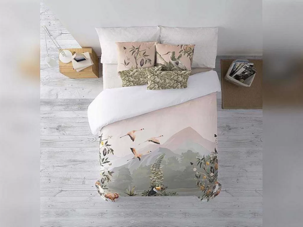 Têxtil De Casa*Purline Housse De Coussin 100% Coton 1 Piece Saumon Imprime Tropical 30X50