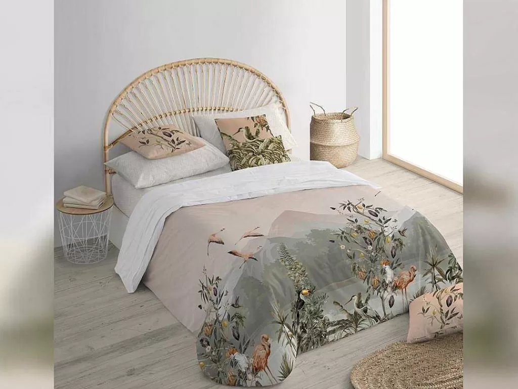 Têxtil De Casa*Purline Housse De Coussin 100% Coton 1 Piece Saumon Imprime Tropical 50X50