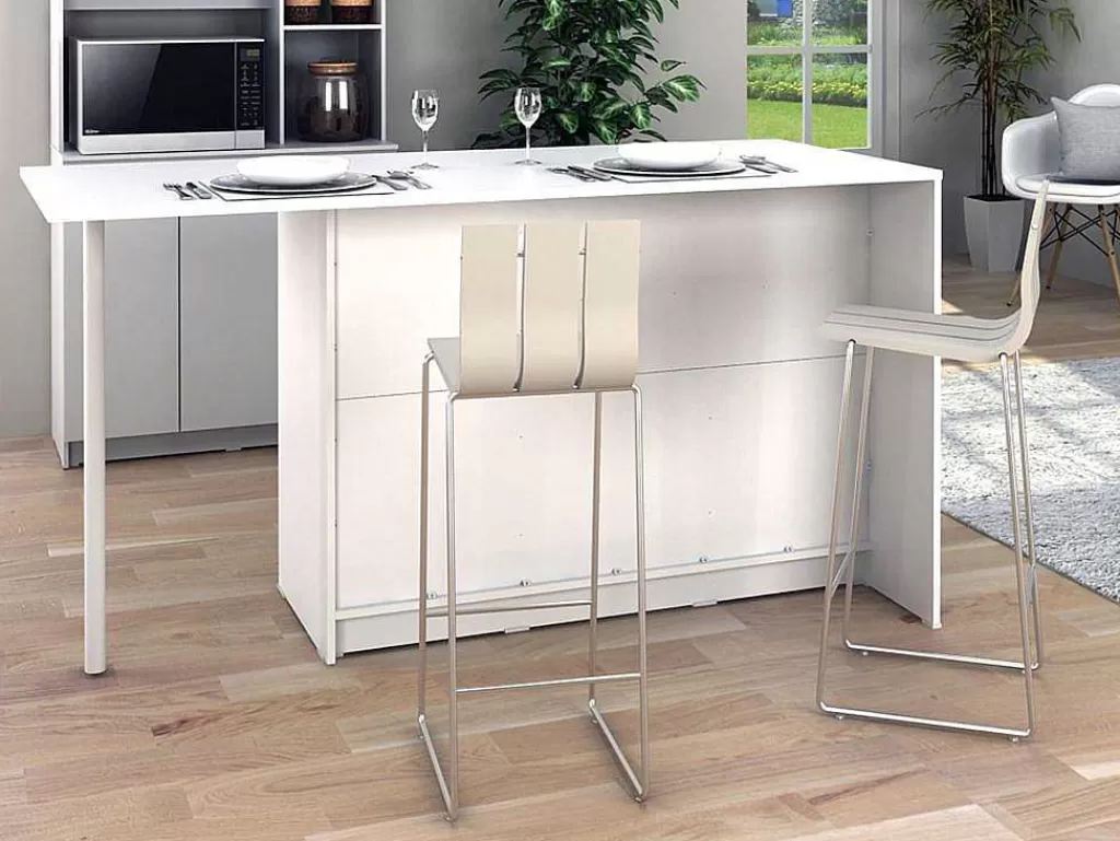 Ilha De Cozinha*Vente-unique Ilha Central De Cozinha Com 2 Portas, 1 Gaveta E 2 Nichos, Branco - Tunori