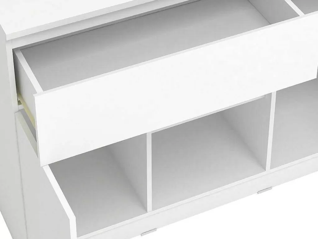 Ilha De Cozinha*Vente-unique Ilha Central De Cozinha Com 2 Portas, 1 Gaveta E 2 Nichos, Branco - Tunori
