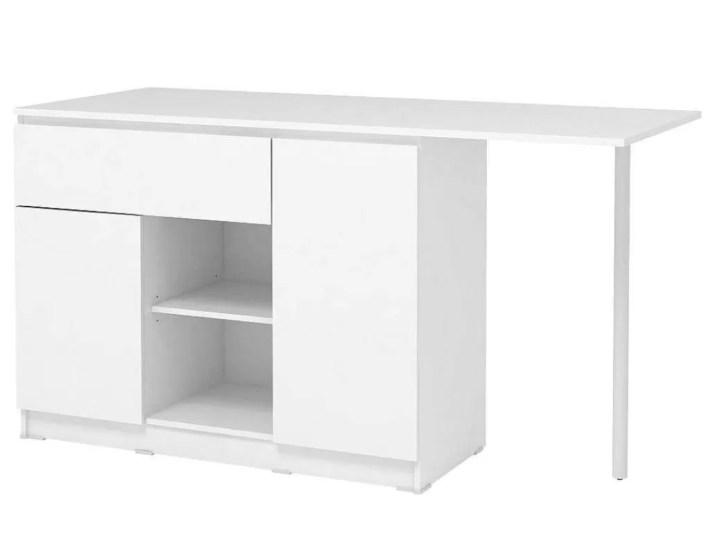 Ilha De Cozinha*Vente-unique Ilha Central De Cozinha Com 2 Portas, 1 Gaveta E 2 Nichos, Branco - Tunori