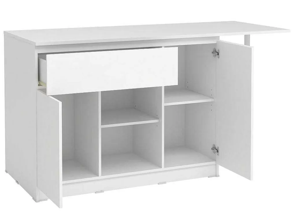 Ilha De Cozinha*Vente-unique Ilha Central De Cozinha Com 2 Portas, 1 Gaveta E 2 Nichos, Branco - Tunori