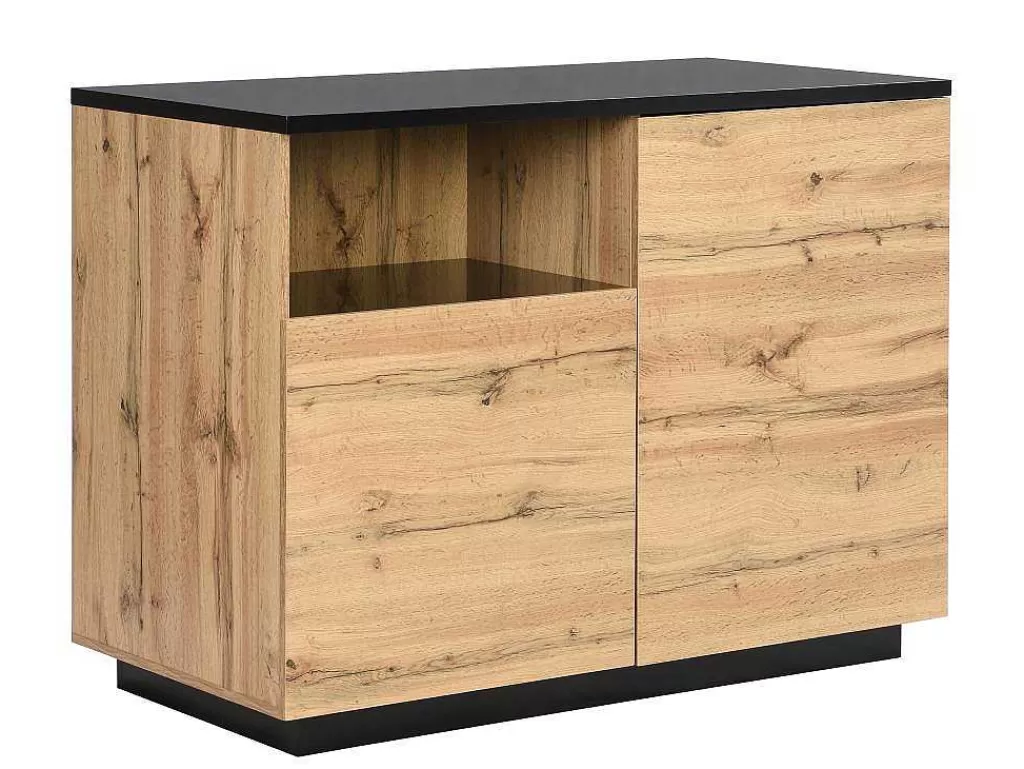 Ilha De Cozinha*Vente-unique Ilha Central De Cozinha Com 2 Portas E 1 Nicho Em Mdf, Natural E Preto - Corelina