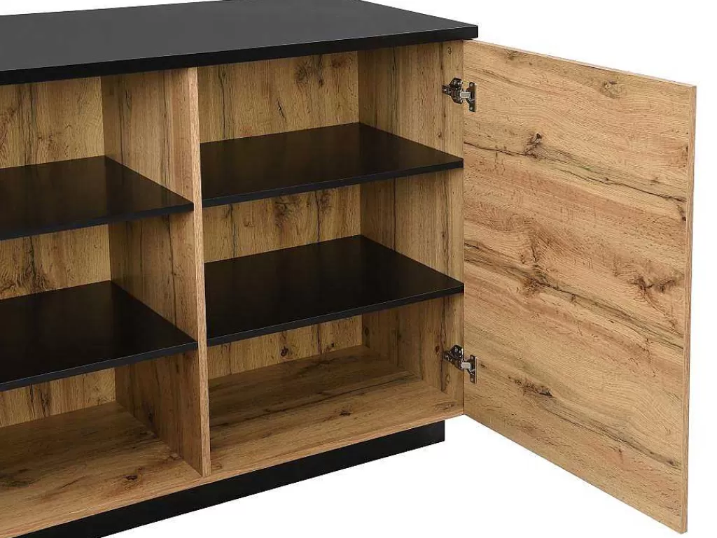 Ilha De Cozinha*Vente-unique Ilha Central De Cozinha Com 2 Portas E 1 Nicho Em Mdf, Natural E Preto - Corelina