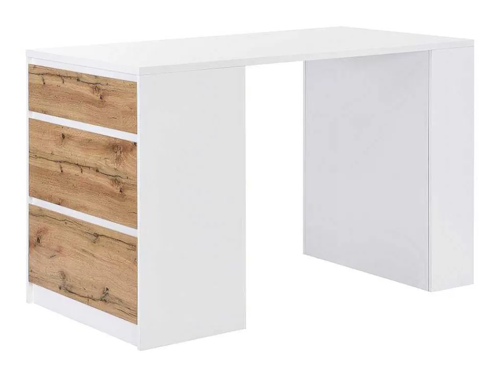 Móvel De Cozinha*Vente-unique Ilha Central De Cozinha Com 3 Gavetas E 8 Nichos Em Mdf Branco E Natural Claro - Palestrina