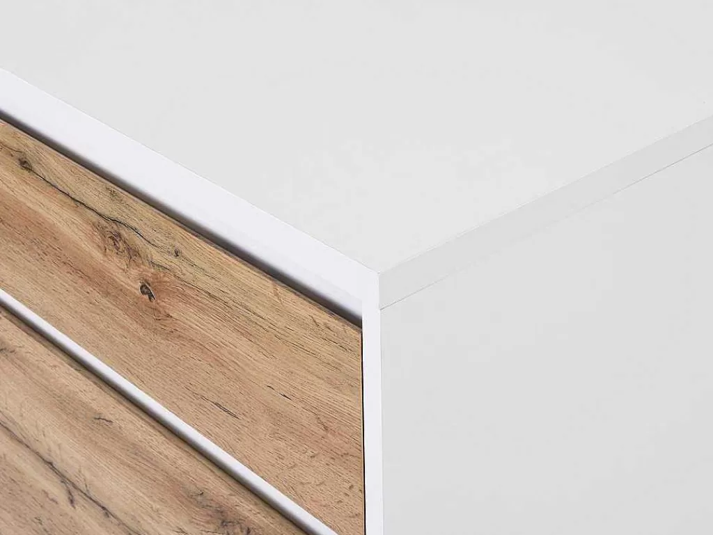 Móvel De Cozinha*Vente-unique Ilha Central De Cozinha Com 3 Gavetas E 8 Nichos Em Mdf Branco E Natural Claro - Palestrina