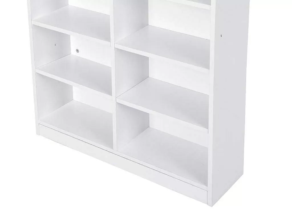 Móvel De Cozinha*Vente-unique Ilha Central De Cozinha Com 3 Gavetas E 8 Nichos Em Mdf Branco E Natural Claro - Palestrina