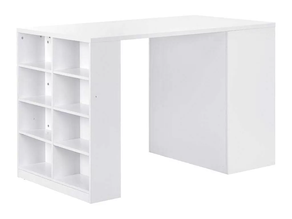 Móvel De Cozinha*Vente-unique Ilha Central De Cozinha Com 3 Gavetas E 8 Nichos Em Mdf Branco E Natural Claro - Palestrina