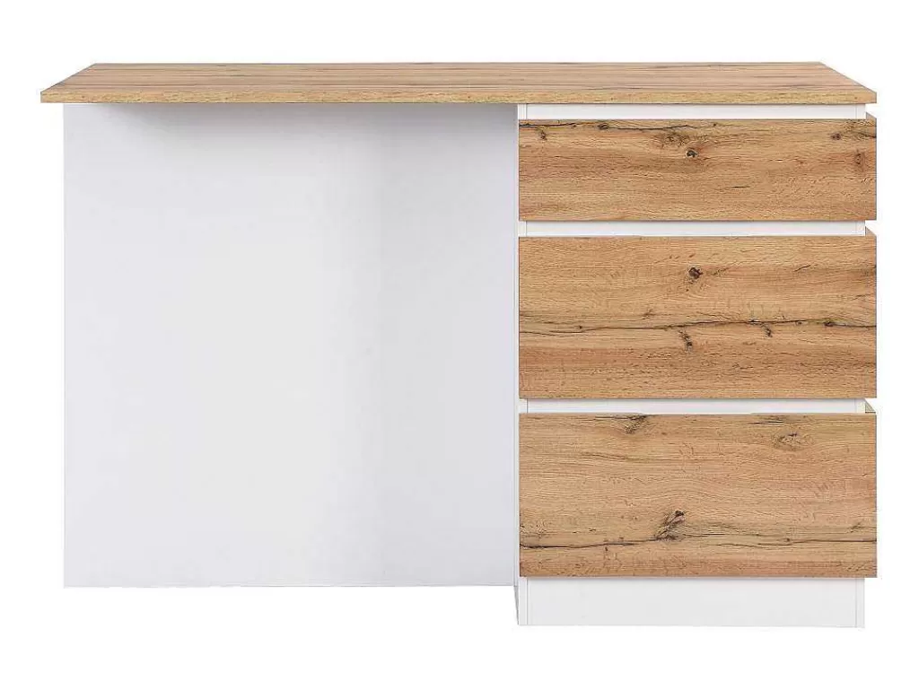 Ilha De Cozinha*Vente-unique Ilha Central De Cozinha Com 6 Gavetas E 4 Nichos Em Mdf Natural Claro E Branco - Pomarela