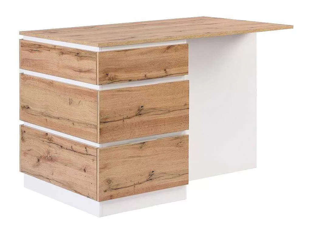 Ilha De Cozinha*Vente-unique Ilha Central De Cozinha Com 6 Gavetas E 4 Nichos Em Mdf Natural Claro E Branco - Pomarela