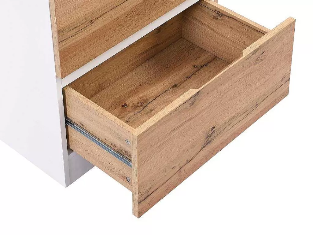 Ilha De Cozinha*Vente-unique Ilha Central De Cozinha Com 6 Gavetas E 4 Nichos Em Mdf Natural Claro E Branco - Pomarela