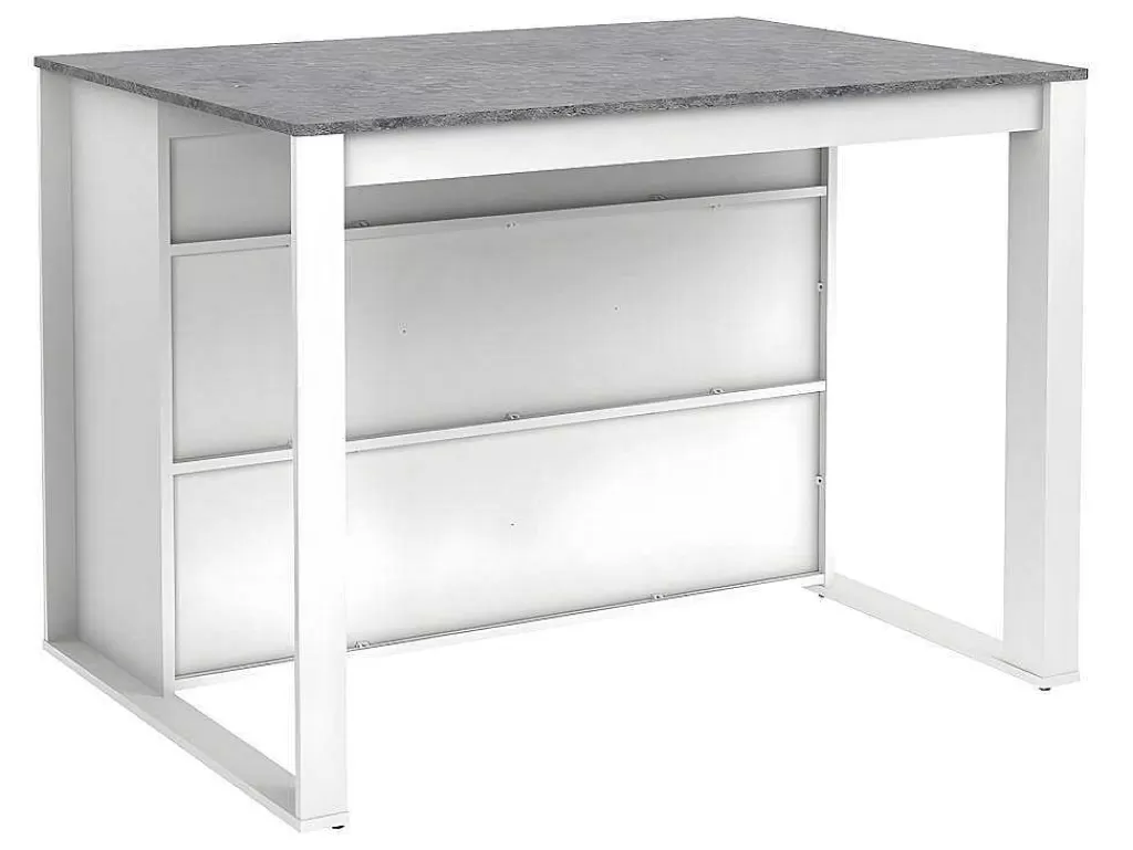 Promoções Sala*Vente-unique Ilha Central De Cozinha Com Espacos De Arrumação 7 Nichos Cor Branco E Cinza Cimento - Opole