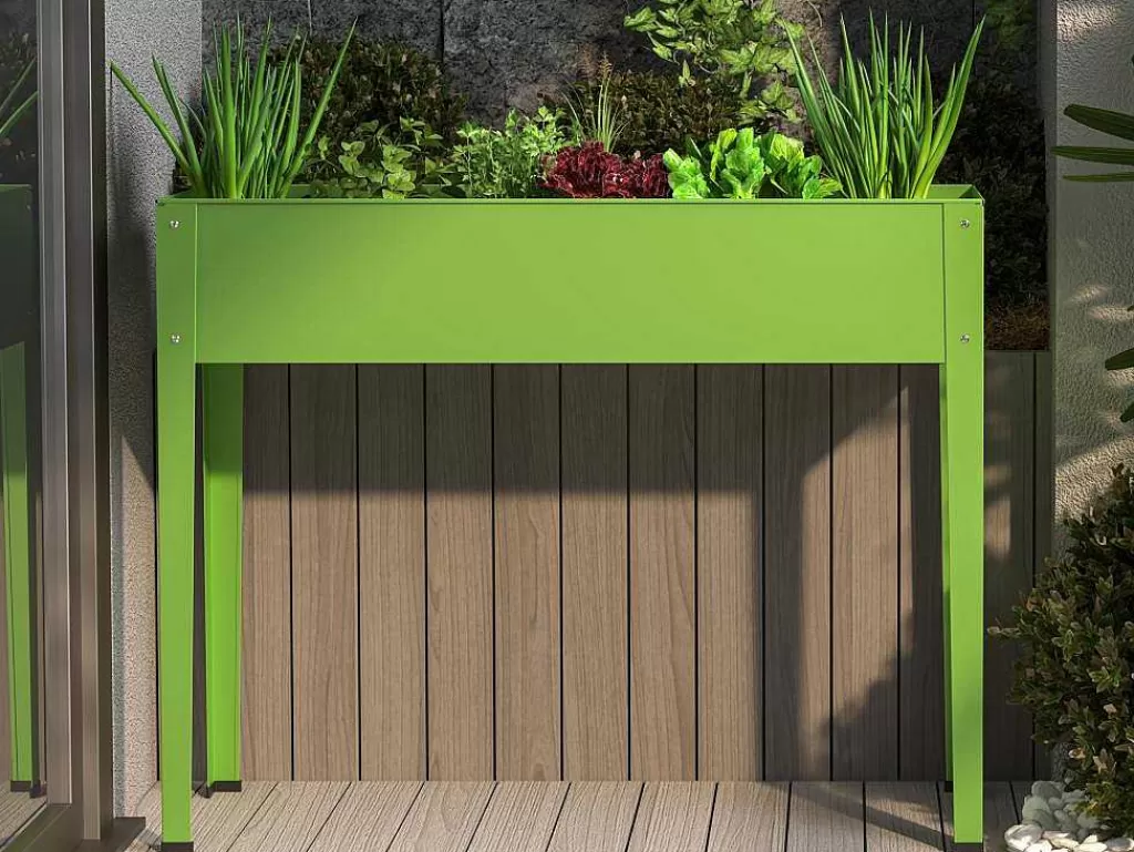 Floreira*Vente-unique Jardineira Com Pernas Em Aco Verde C100 X L30 X A80 Cm - Ygos