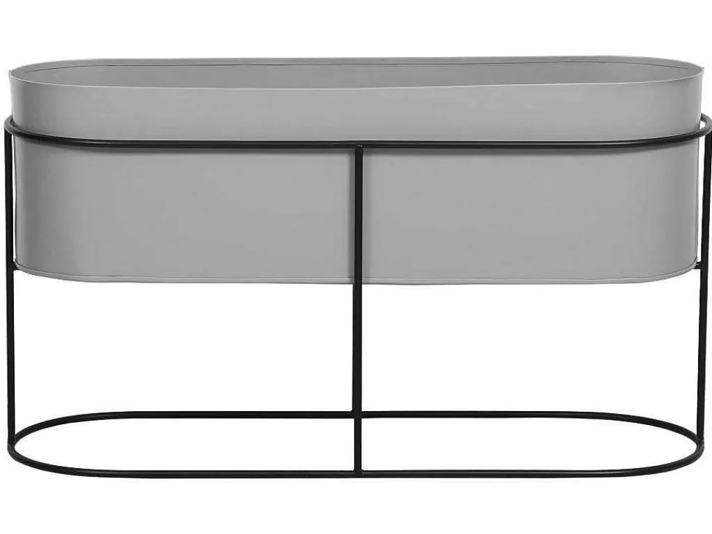 Objeto De Decoração Interior*OZAIA Jardineira Interior Ou Exterior De Pe C.74 X A.40 Cm Metal Cinzento-Claro - Ravina