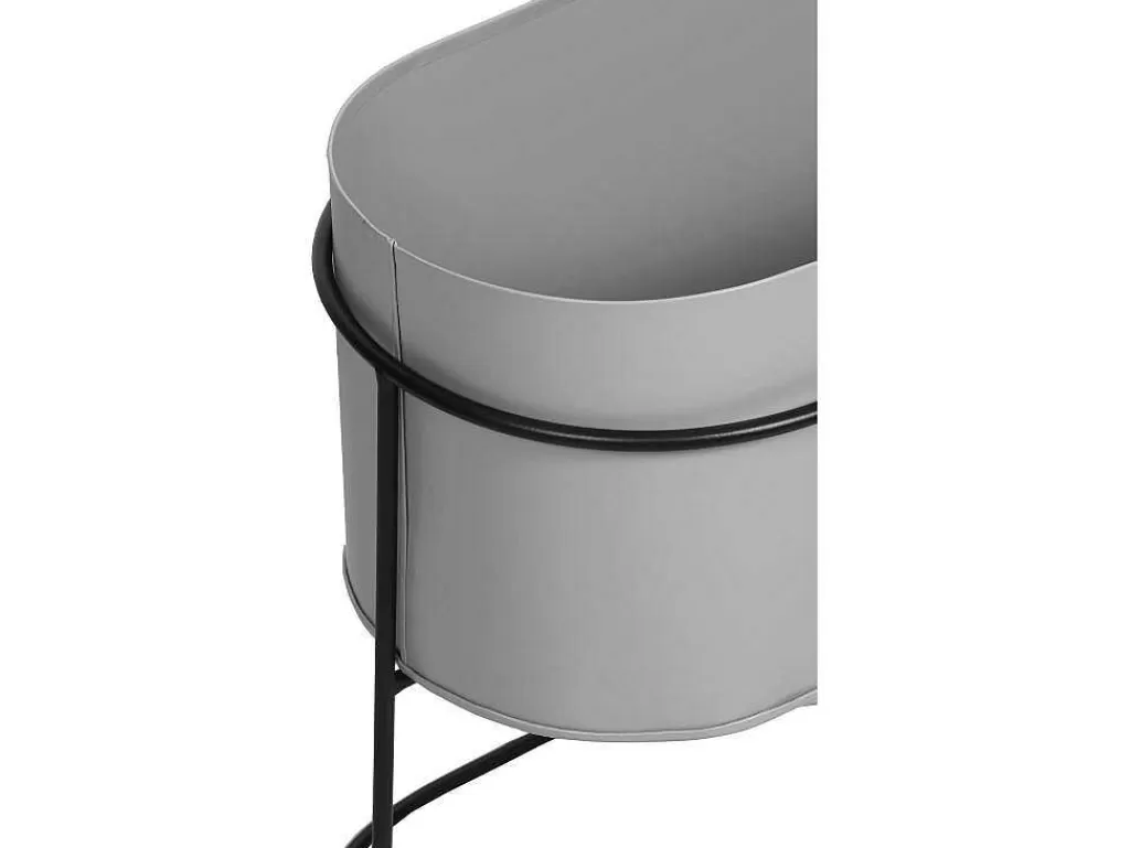 Objeto De Decoração Interior*OZAIA Jardineira Interior Ou Exterior De Pe C.74 X A.40 Cm Metal Cinzento-Claro - Ravina