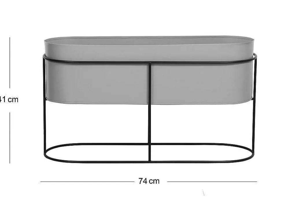 Objeto De Decoração Interior*OZAIA Jardineira Interior Ou Exterior De Pe C.74 X A.40 Cm Metal Cinzento-Claro - Ravina