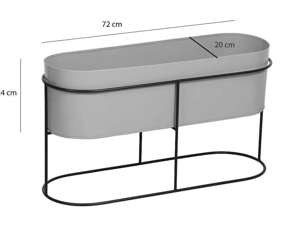 Objeto De Decoração Interior*OZAIA Jardineira Interior Ou Exterior De Pe C.74 X A.40 Cm Metal Cinzento-Claro - Ravina