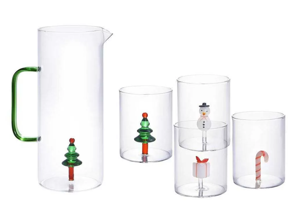 Louça E Utensílios De Cozinha*OZAIA Jarro + Conjunto De 4 Copos Com Motivos De Natal - Scopa