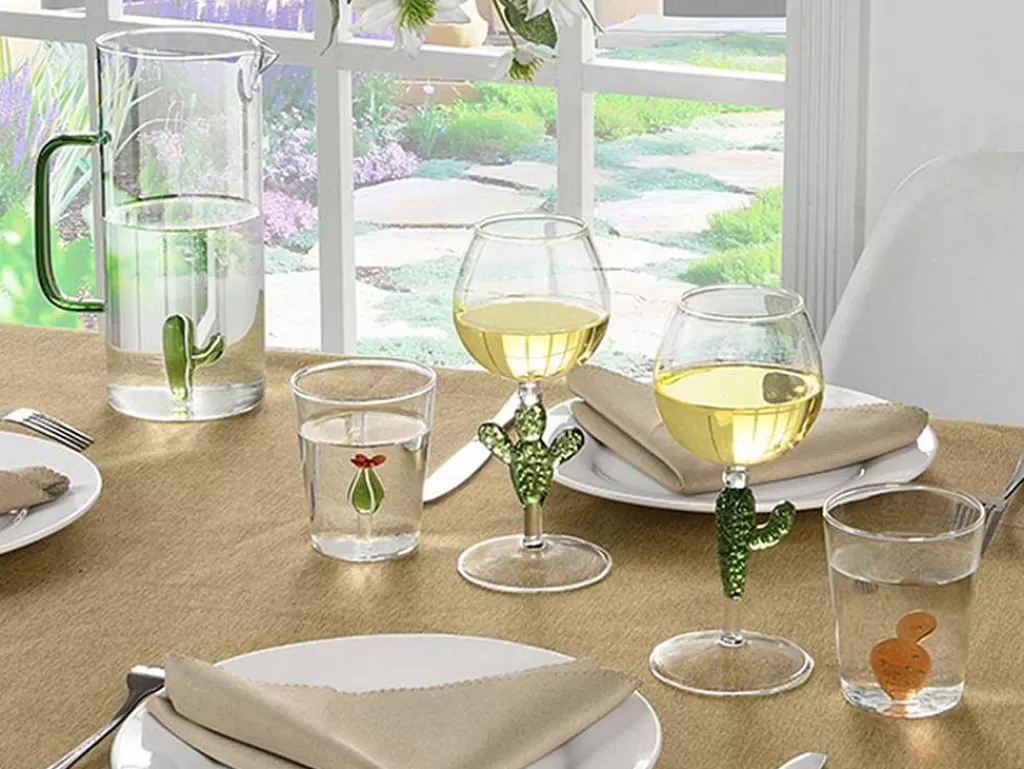 Louça E Utensílios De Cozinha*OZAIA Jarro De Vidro Com Cacto Transparente E Verde O14,5 X A24 Cm - Olata