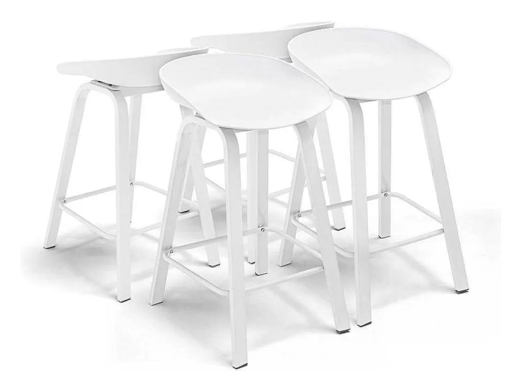 Bancos De Bar*Frankystar Kiel - Conjunto De 4 Bancos De Design Em Metal E Pp Branco