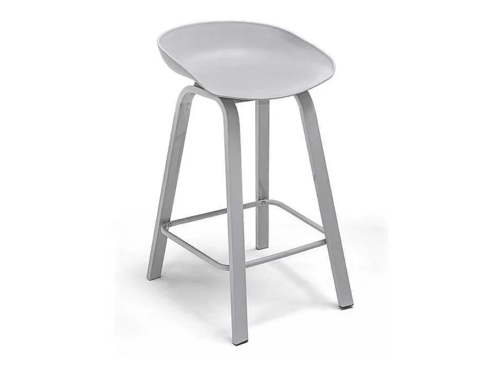 Bancos De Bar*Frankystar Kiel - Conjunto De 4 Bancos De Design Em Metal E Pp Cinzento