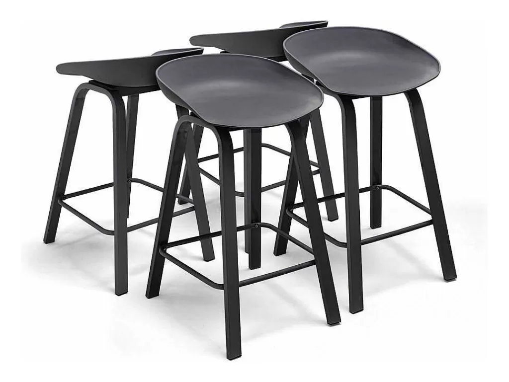 Bancos De Bar*Frankystar Kiel - Conjunto De 4 Bancos De Design Em Metal E Pp Preto