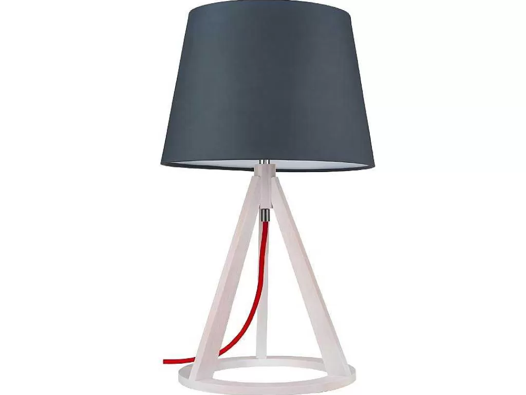 Candeeiro De Mesa*EPIKASA Lampada De Mesa Konan, Carvalho Branqueado, Vermelho, Antracite, 30X30X51 Cm,