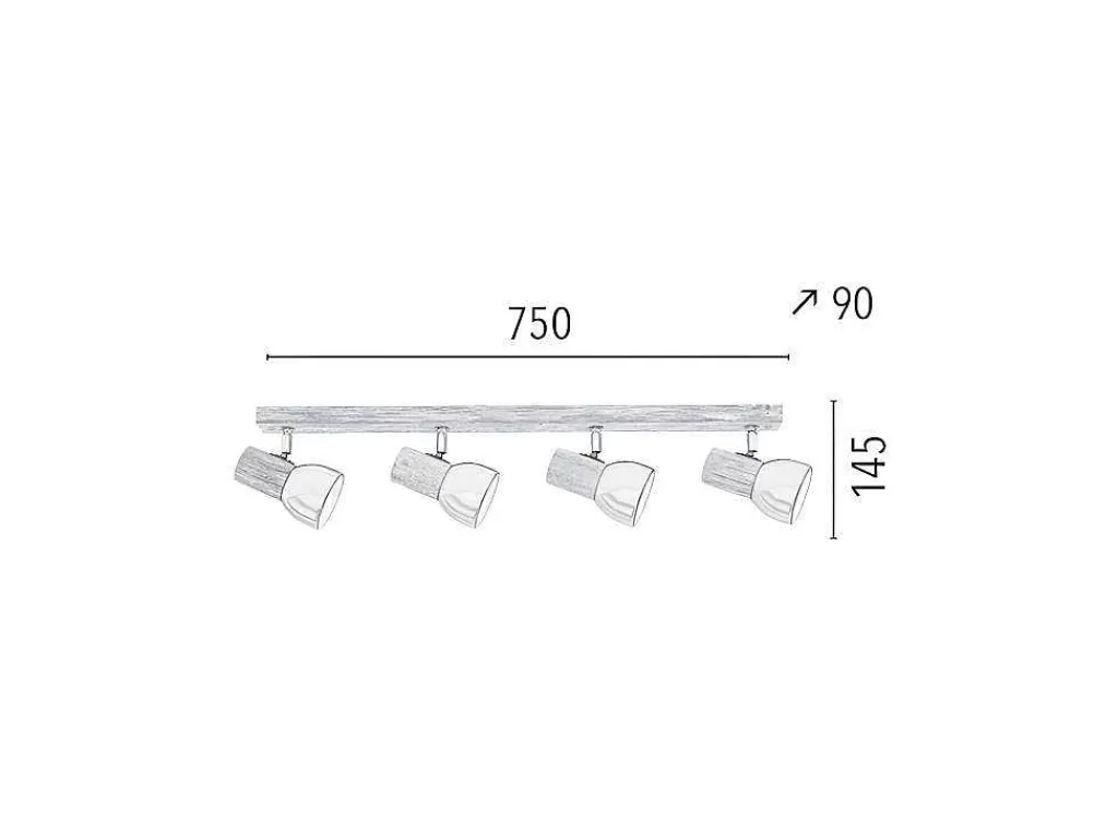 Luz De Teto*EPIKASA Lampada De Tecto Svenda, Carvalho, Cromio, Branco, 75X9X14,5 Cm,