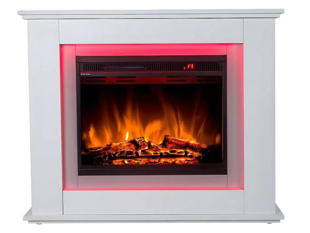 Lareira Elétrica*FLAMATECH Lareira Elétrica De Pe Nevado - Com Cobertura - Leds - C100 X L27,5 X A82,5 Cm - Branco