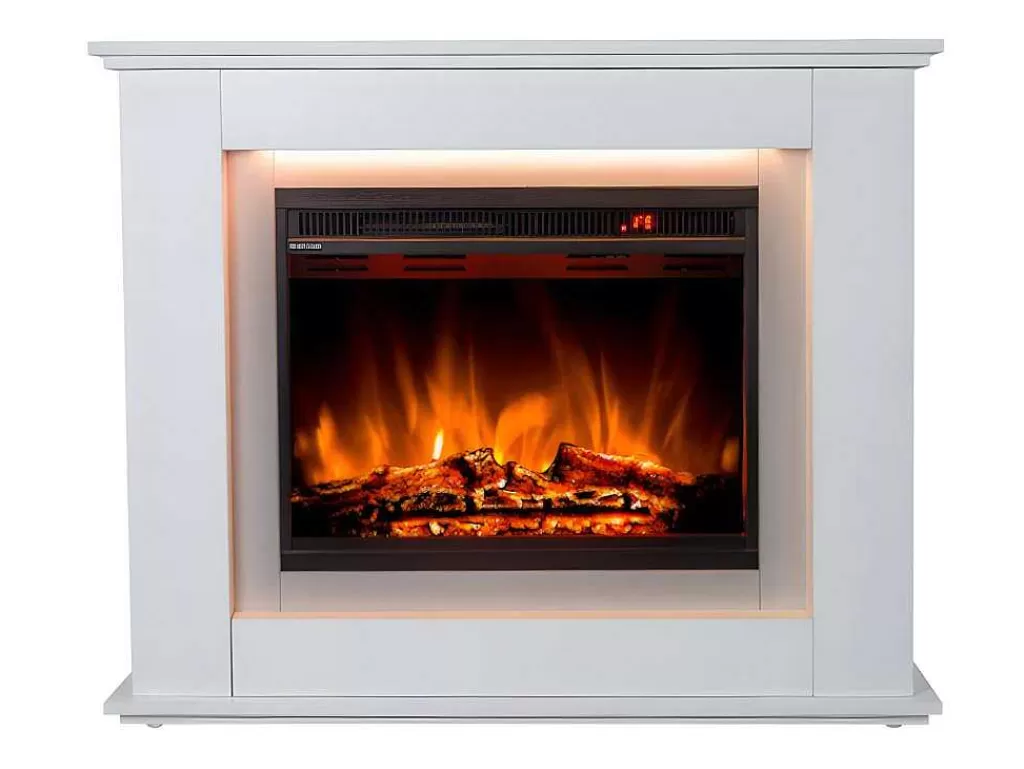 Lareira Elétrica*FLAMATECH Lareira Elétrica De Pe Nevado - Com Cobertura - Leds - C100 X L27,5 X A82,5 Cm - Branco