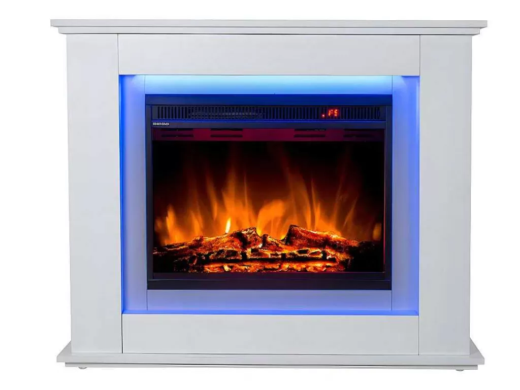 Lareira Elétrica*FLAMATECH Lareira Elétrica De Pe Nevado - Com Cobertura - Leds - C100 X L27,5 X A82,5 Cm - Branco