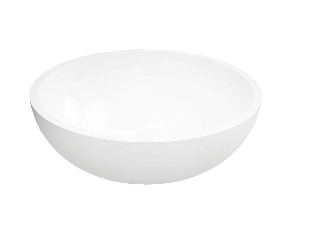 Lavatório*Shower & Design Lavatório De Casa De Banho Redondo Em Solid Surface De 40 Cm Cor Branco - Imja