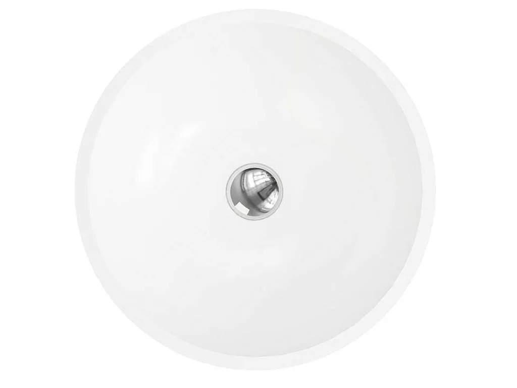 Lavatório*Shower & Design Lavatório De Casa De Banho Redondo Em Solid Surface De 40 Cm Cor Branco - Imja