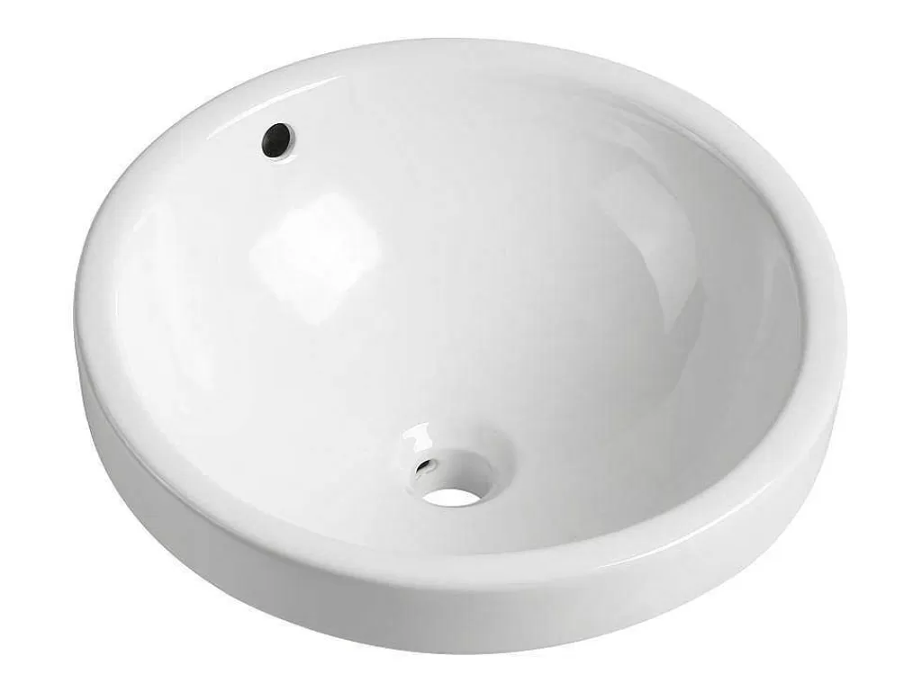 Lavatório*Shower & Design Lavatório De Casa De Banho Semi-Encastrado Redondo Em Ceramica Cor Branco - Catonac