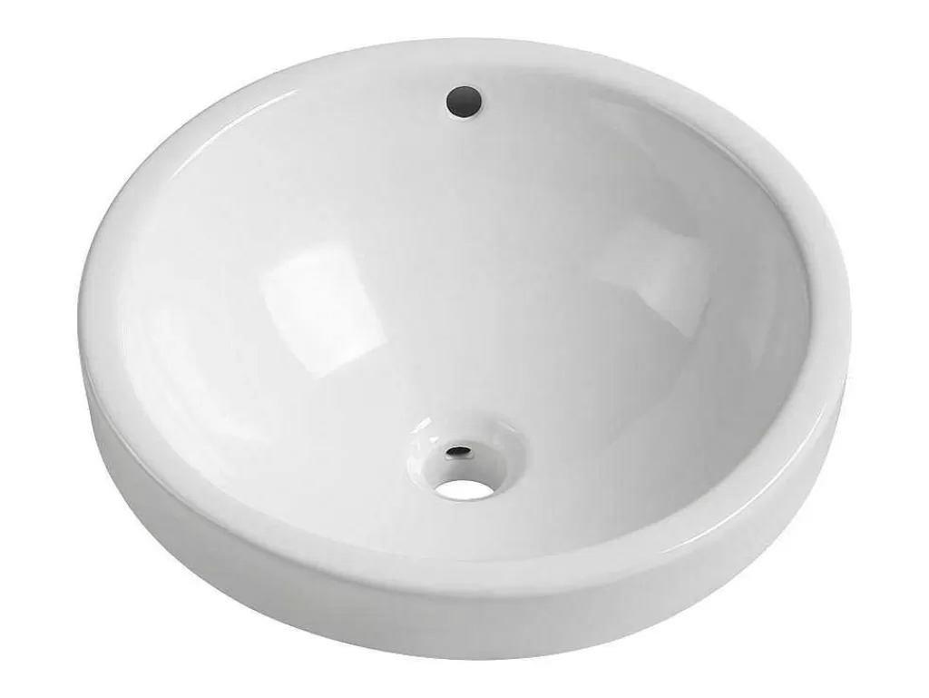 Lavatório*Shower & Design Lavatório De Casa De Banho Semi-Encastrado Redondo Em Ceramica Cor Branco - Catonac