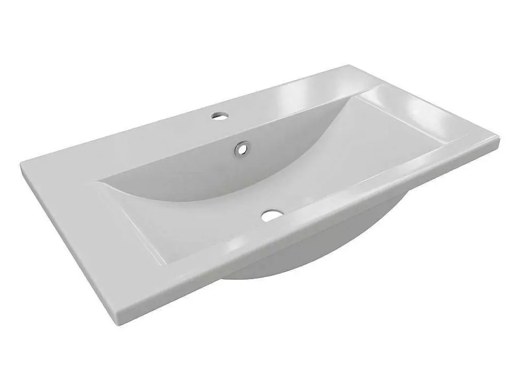 Lavatório*Shower & Design Lavatório De Casa De Banho Semi-Encastrado Retangular Ceramica, 71,5 Cm, Branco - Yasmac Ii