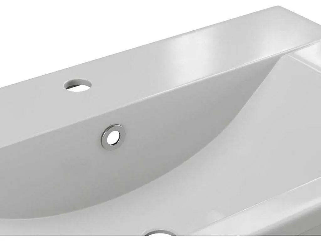 Lavatório*Shower & Design Lavatório De Casa De Banho Semi-Encastrado Retangular Ceramica, 71,5 Cm, Branco - Yasmac Ii