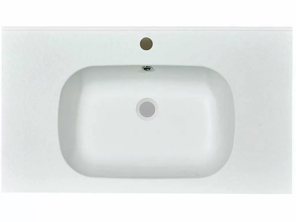 Lavatório*Shower & Design Lavatório De Encastrar Em Resina Efeito Pedra Branca C80 X L46 Cm - Okiwa