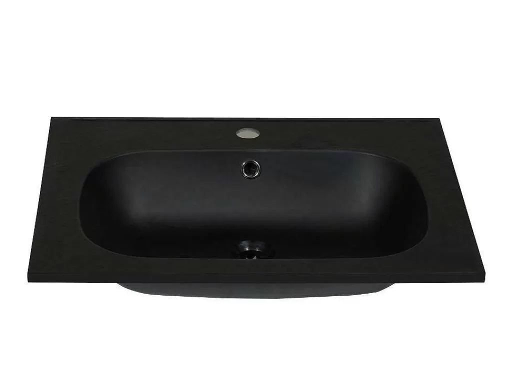 Lavatório*Shower & Design Lavatório De Encastrar Em Resina Efeito Pedra Preto C60 X L46 Cm - Okiwa