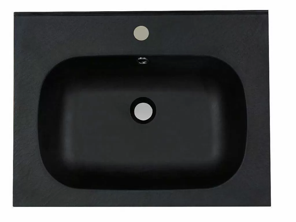 Lavatório*Shower & Design Lavatório De Encastrar Em Resina Efeito Pedra Preto C60 X L46 Cm - Okiwa